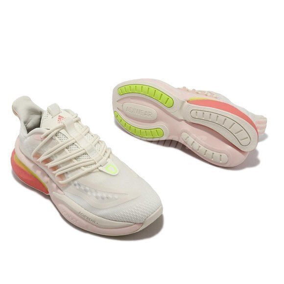 NEW adidas AlphaBoost V1 Off White Wonder  Lucid Lemon Women Running Shoe Size 7 - Picture 2 of 7